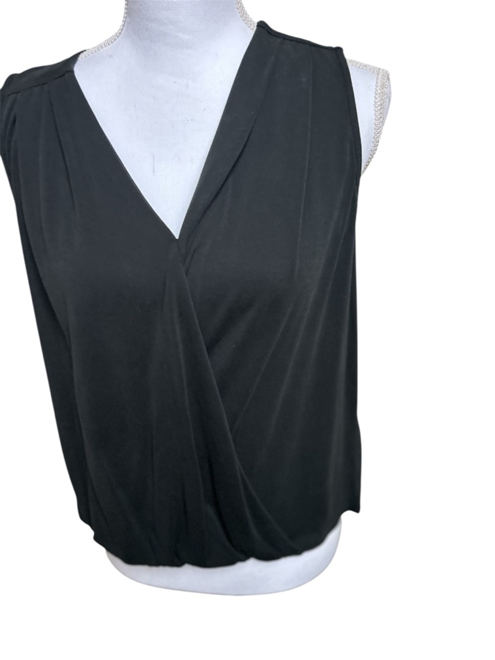 Allison Joy Black Sleeveless Surplice V-Neck Blouse